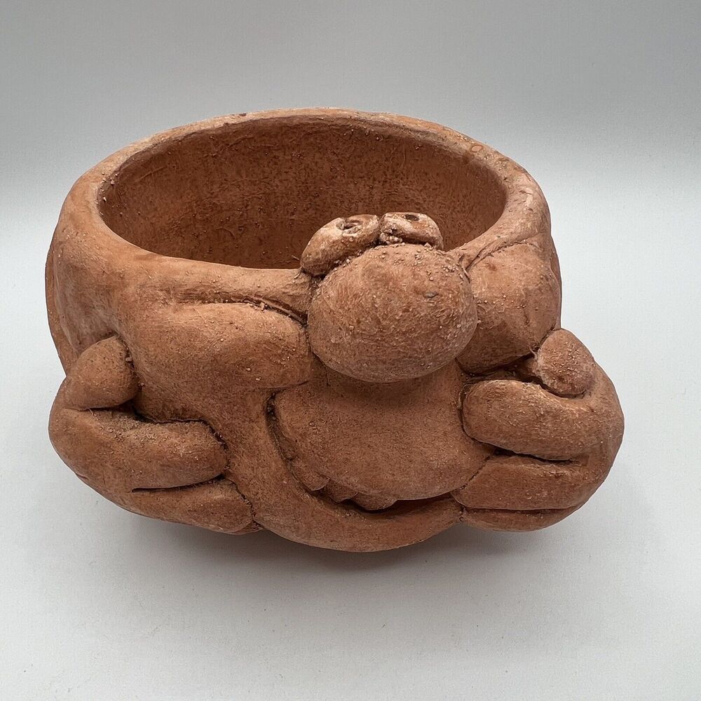 Vtg Studio Art Pottery Ugly Face Planter  Clay Kersten Bros Grotesque 1973